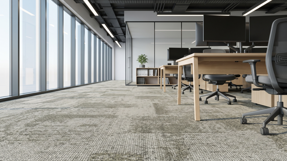 Acoustic carpet tile in a modern Singapore open-plan office