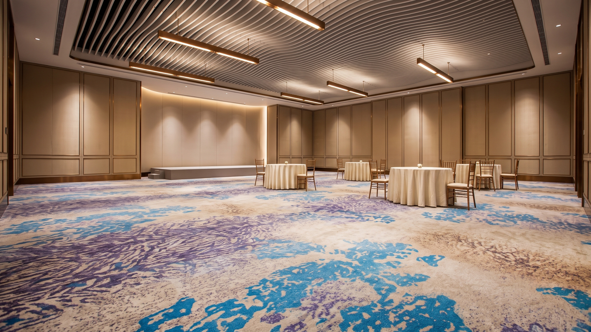 Patterned carpet in a Singapore hotel ballroom