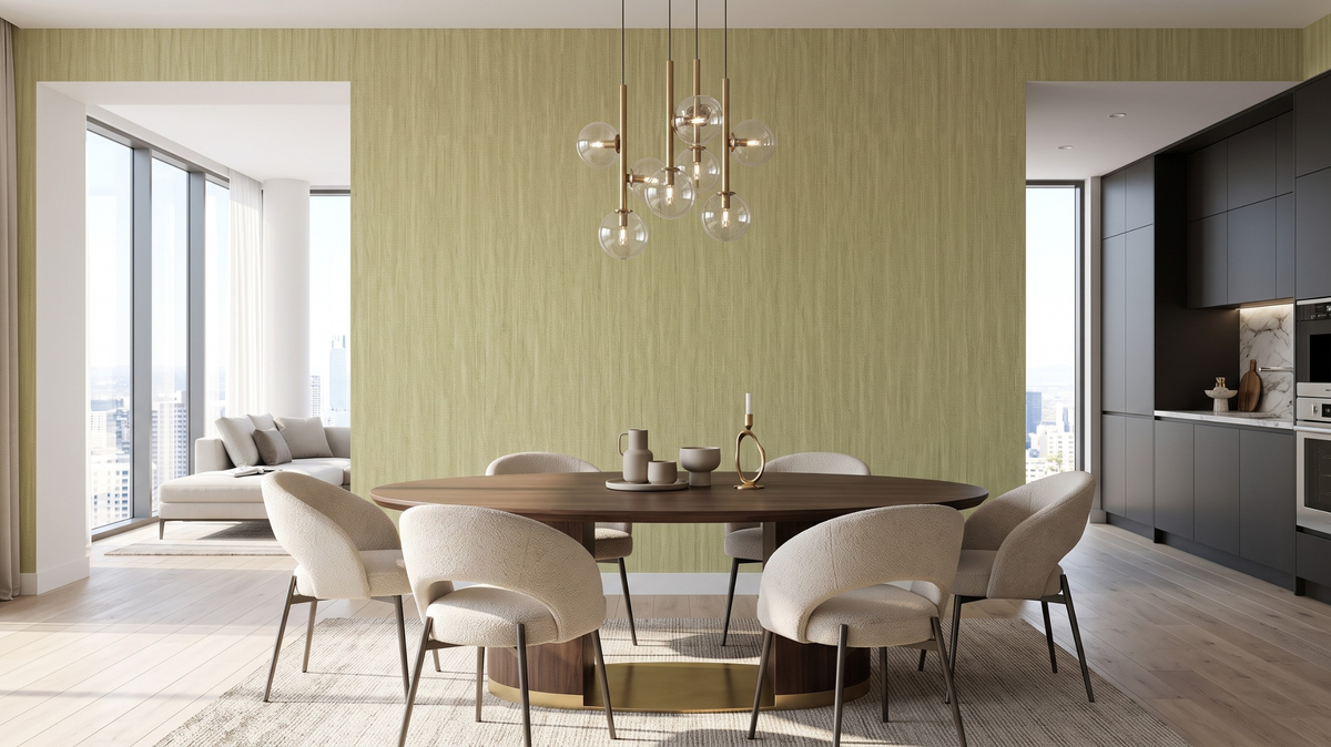 BTO wallpaper Singapore defining a dining area in a modern 4-room flat