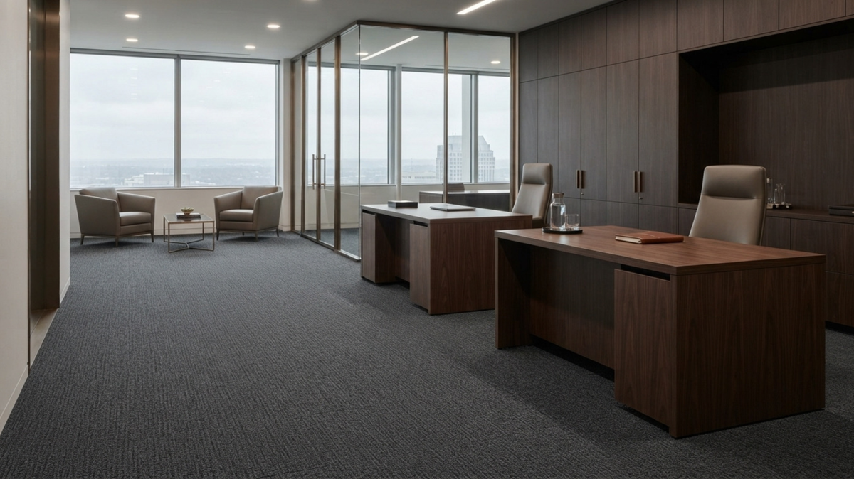 Phased carpet tile installation in a Singapore office