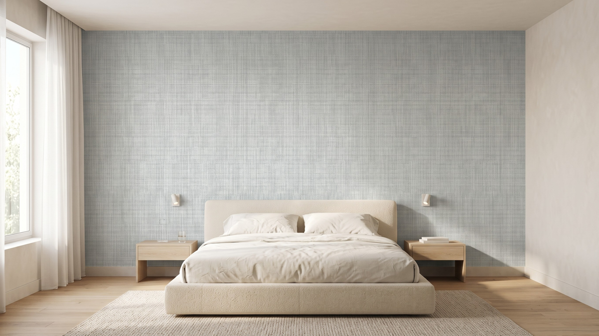 Simple wallpaper feature wall in a Singapore HDB bedroom
