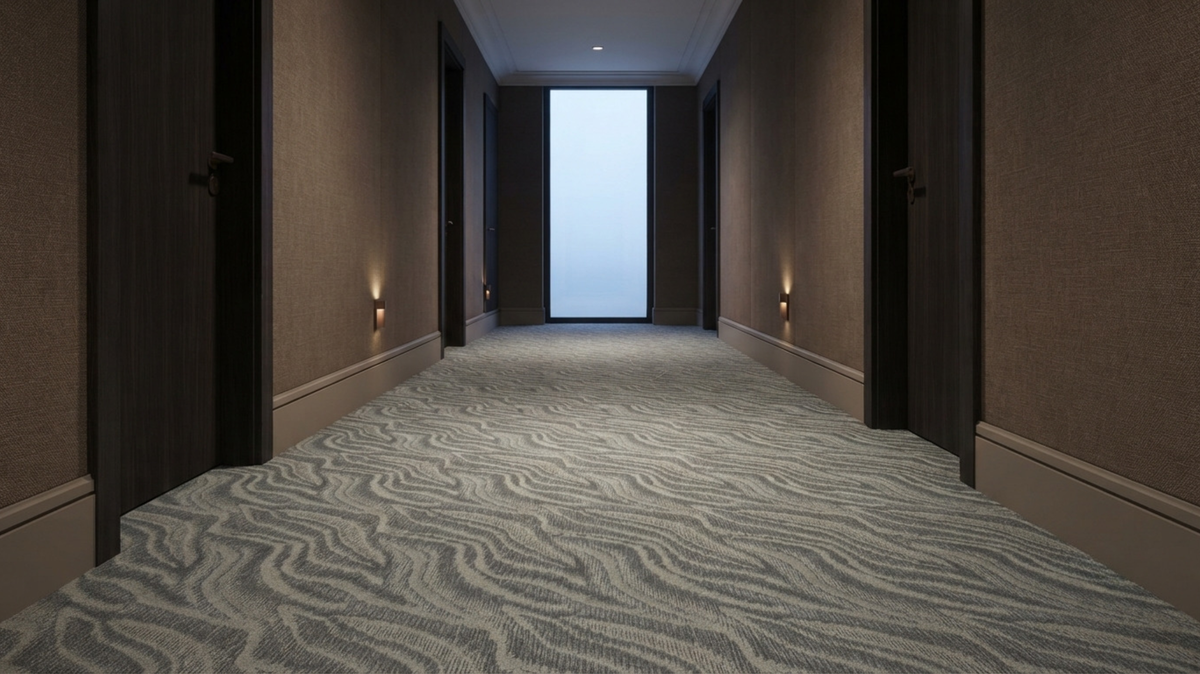 Patterned broadloom carpet for a hotel corridor in Singapore