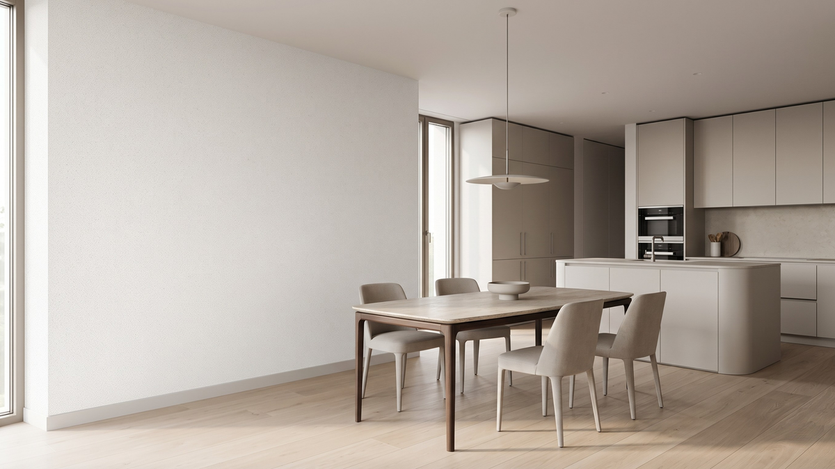 Decorative wallpaper in a modern Singapore dining room