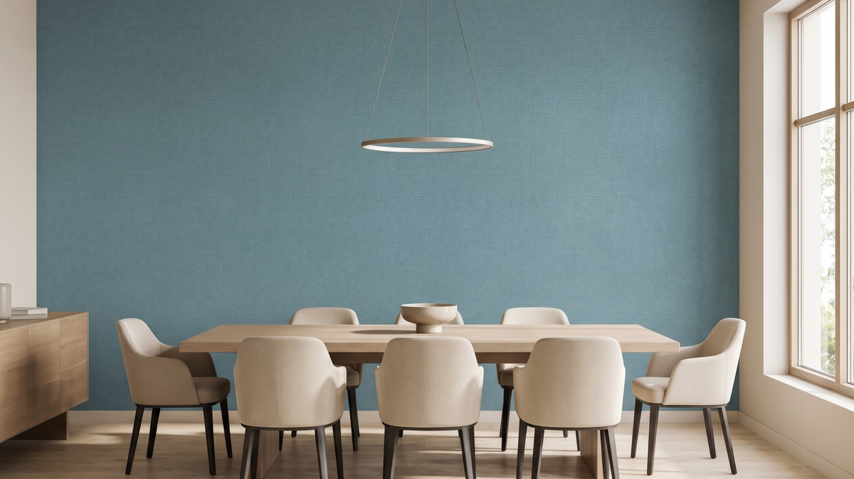 Linen-look kitchen wallpaper in a modern Singapore apartment