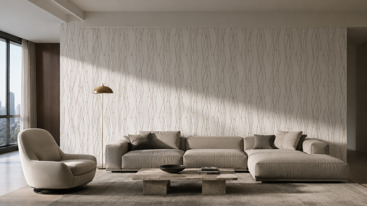 Luxury wallpaper Singapore in an elegant contemporary condo living room
