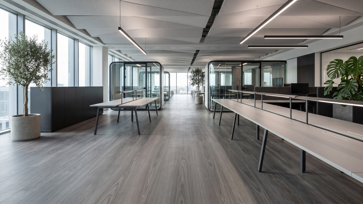 Vinyl flooring for a modern open-plan office in Singapore