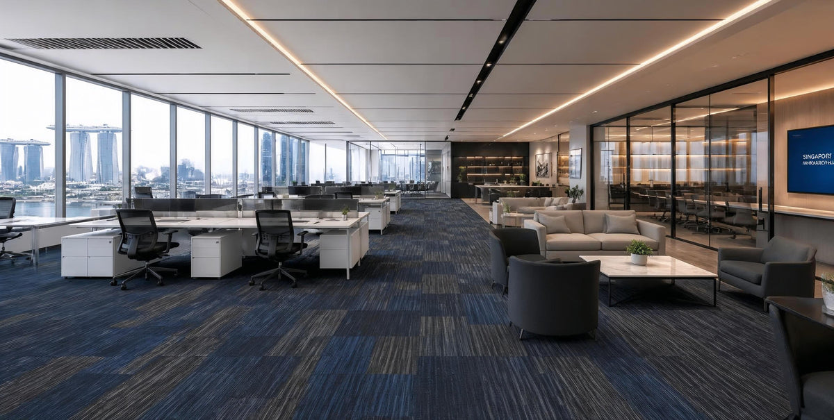 Commercial nylon carpet tiles in Singapore office