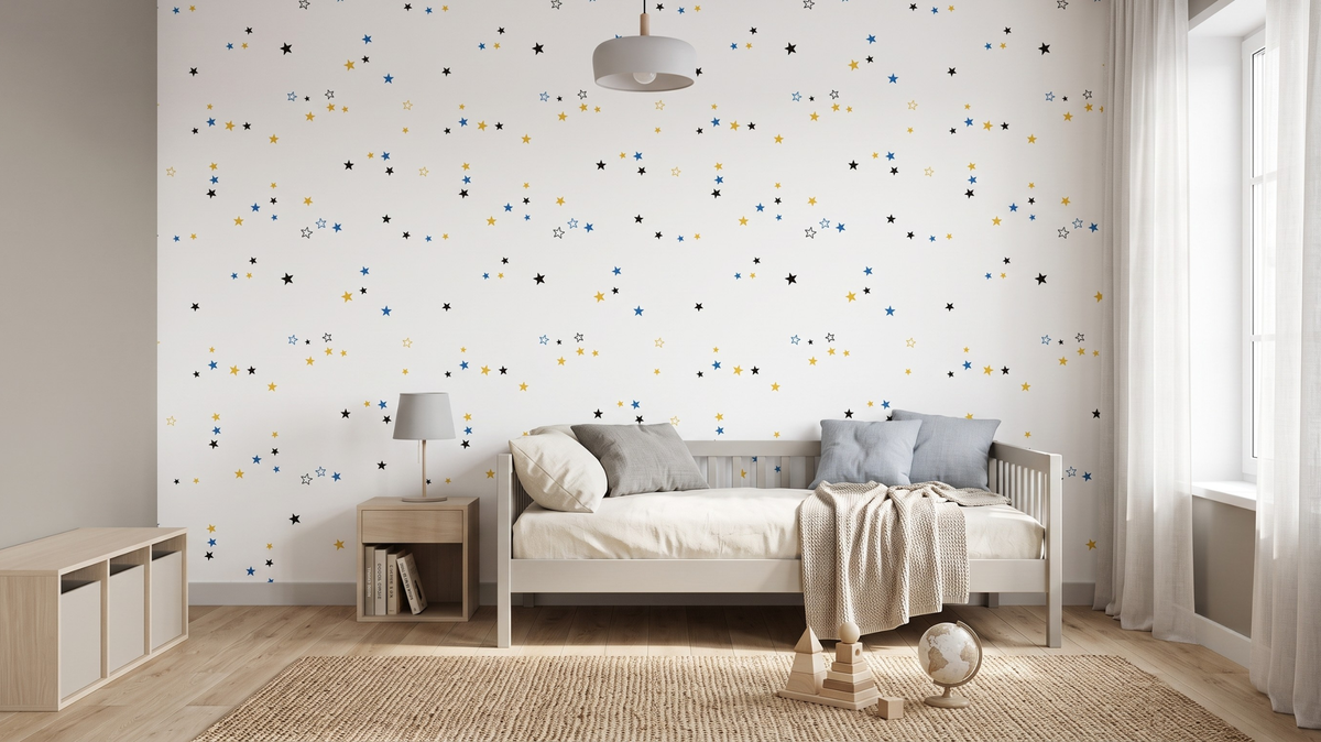 Star pattern wallpaper in a modern Singapore kids room