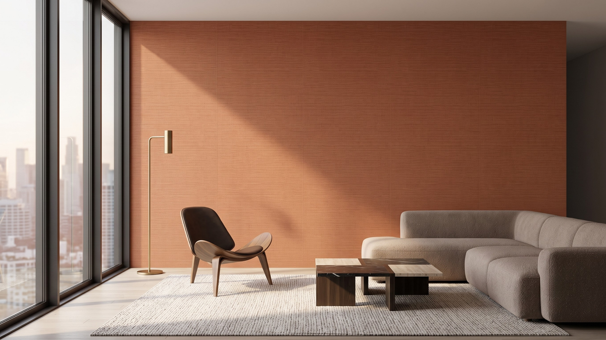 Textured brown wallpaper for wall in a modern Singapore dining room