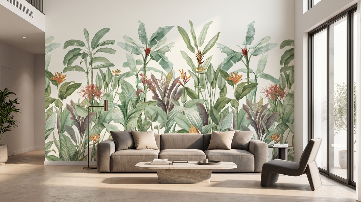 Wallpaper sample viewed in natural light in a Singapore home