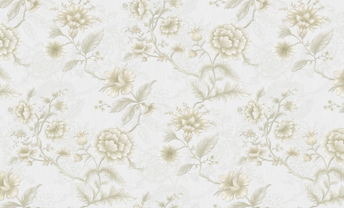 Soft Green Botanical Floral Wallpaper 3504