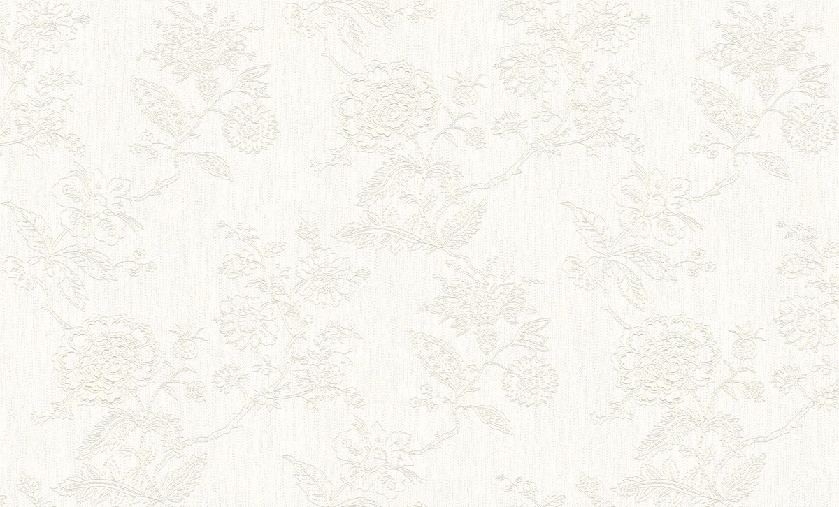 Ivory White Floral Wallpaper 3505