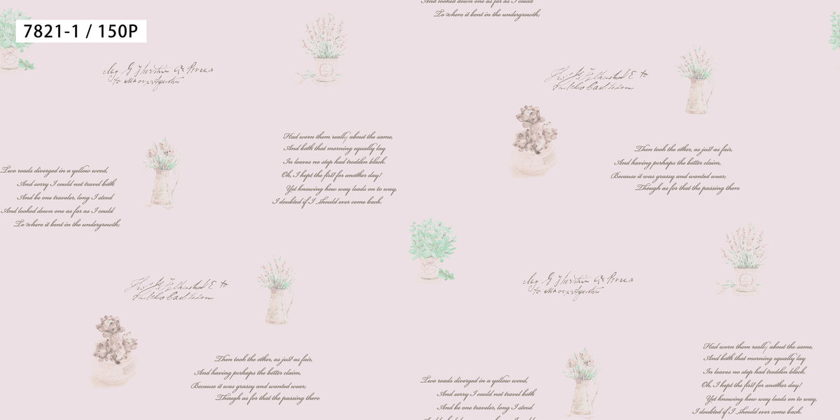 Dusty Pink Floral Script Wallpaper 7821