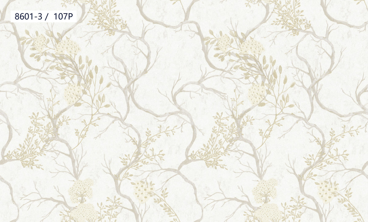 Taupe Brown Branch Pattern Wallpaper 8601