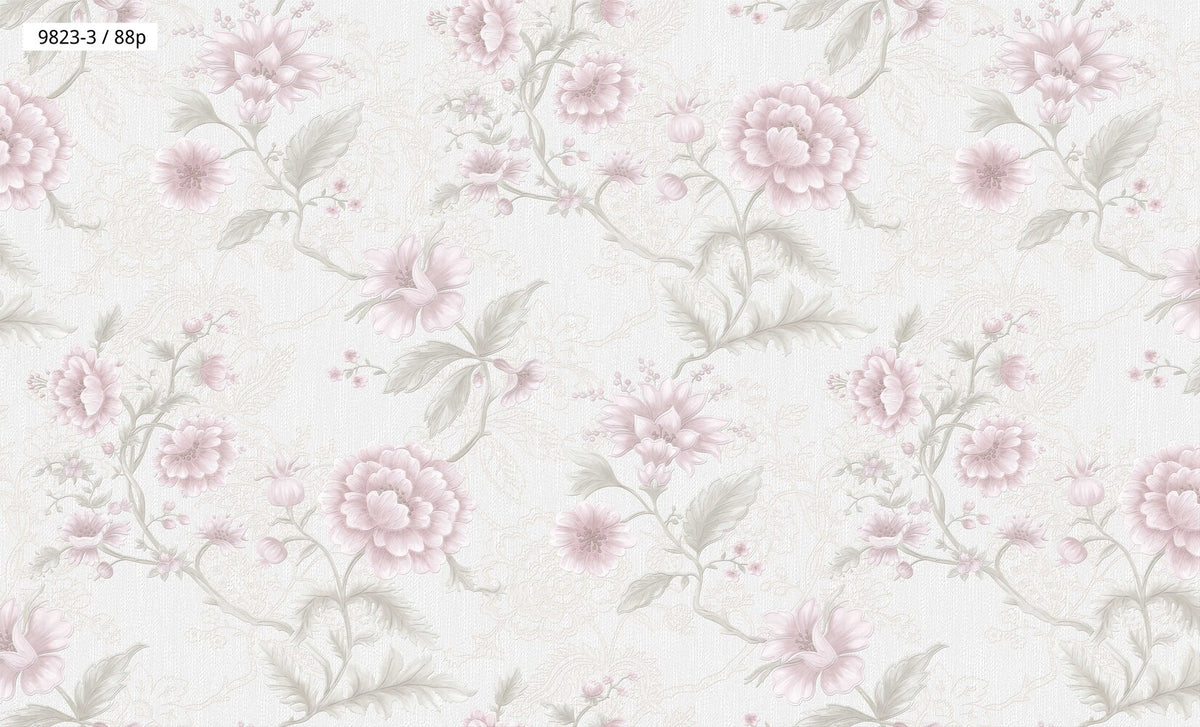 Cream White Floral Wallpaper 9823