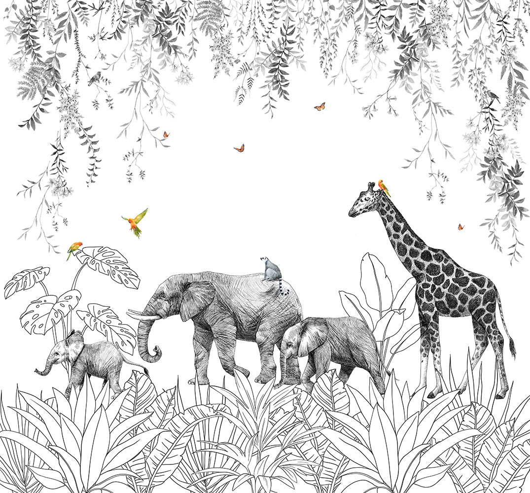 GIRAFFE AND ELEPHANTS