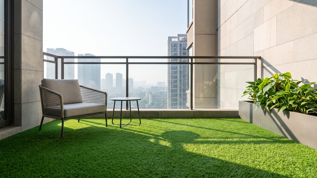 Artificial grass balcony flooring for a condo in Singapore