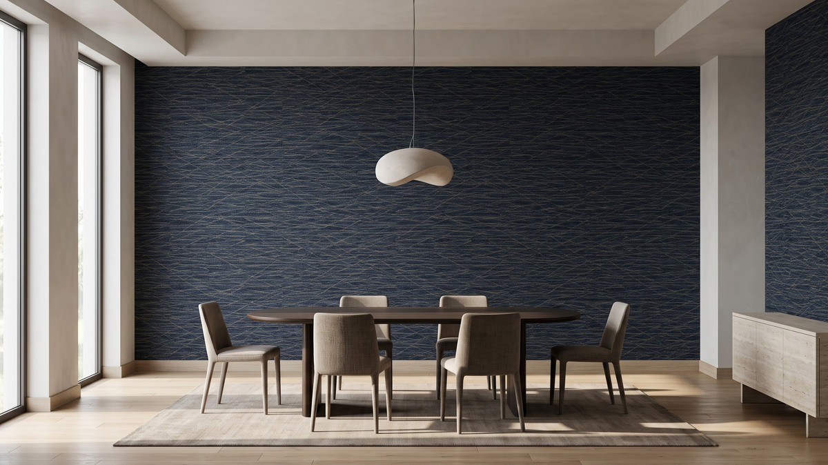 Decorative ceiling wallpaper in a modern Singapore dining room