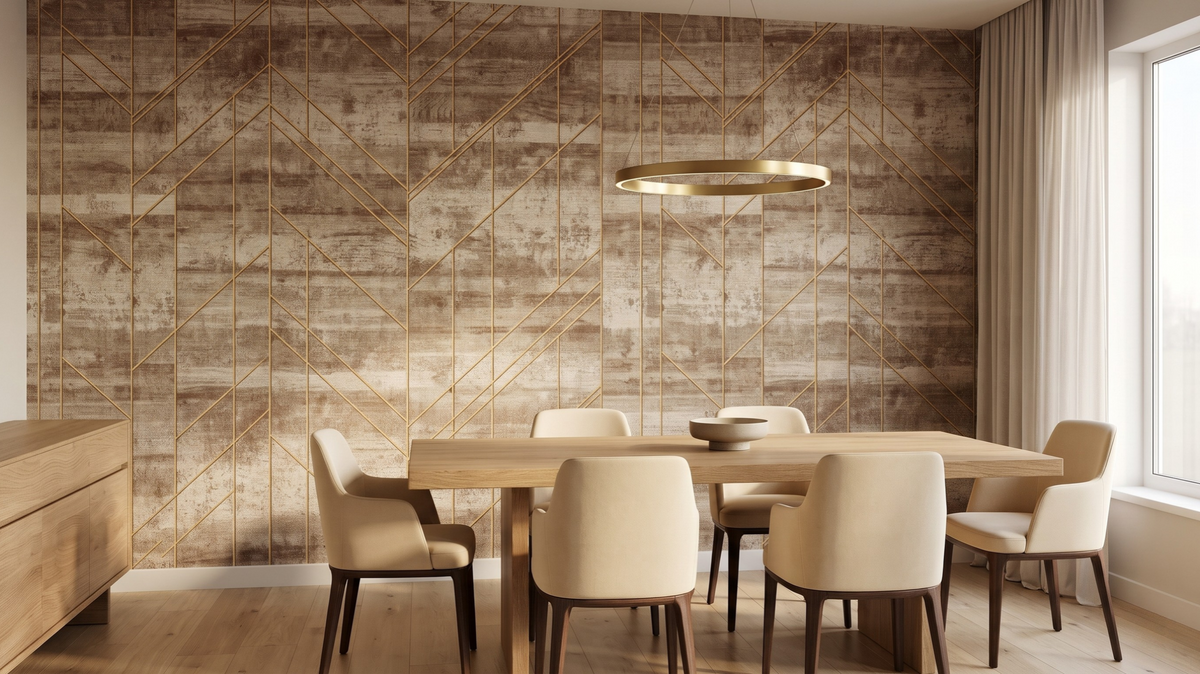 Decorative ceiling wallpaper in a contemporary Singapore dining room