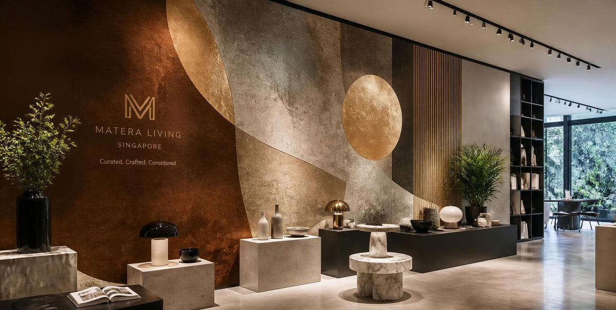 Bespoke commercial wall covering and mural display in a Singapore showroom