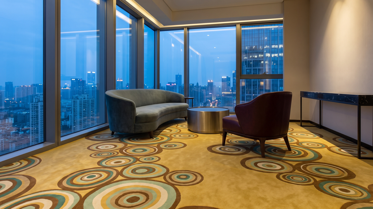 Custom rug sized for a Singapore condo living room