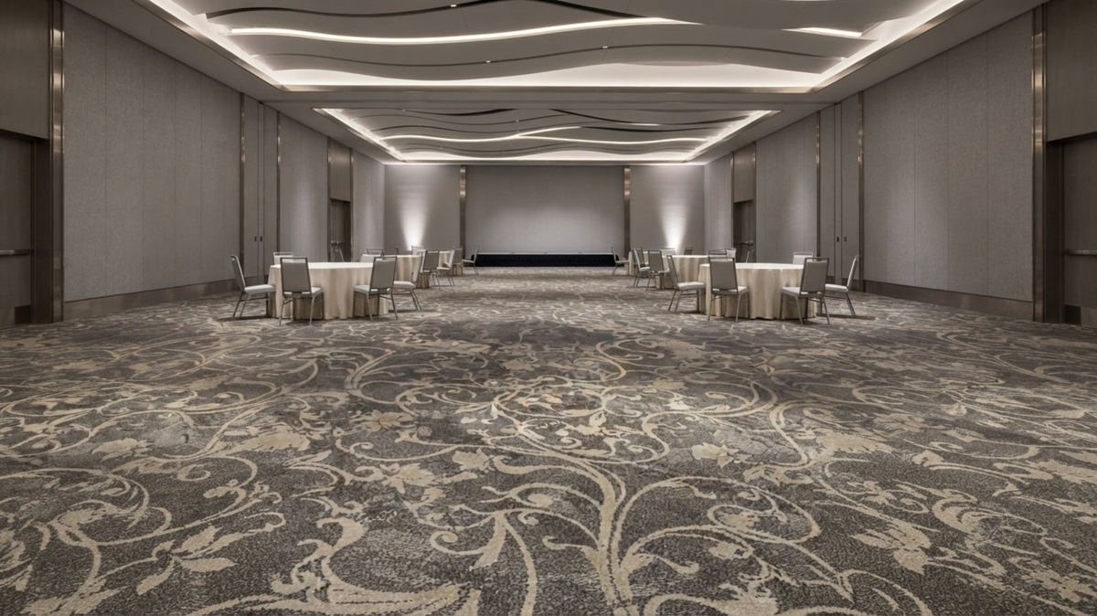 Patterned broadloom carpet for a hotel ballroom in Singapore