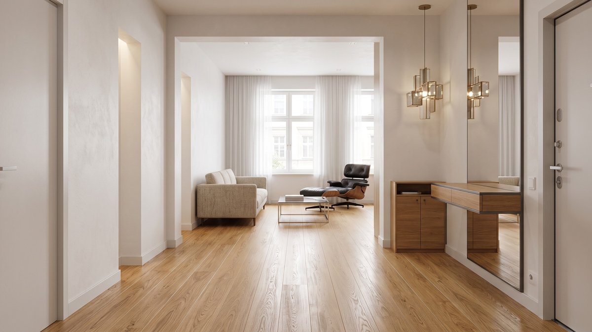 Vinyl flooring in a high-traffic home entrance in Singapore