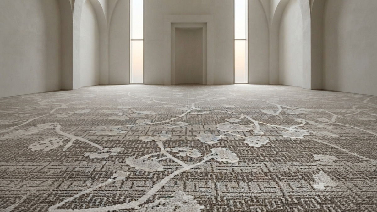 Cushioned broadloom carpet for a prayer hall in Singapore