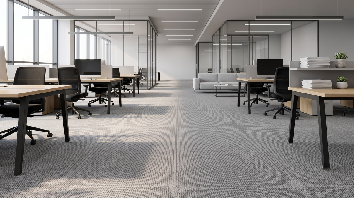 Raised floor carpet tile installation in a modern Singapore office