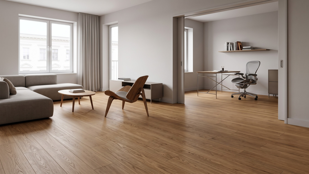 Click-lock vinyl flooring for a modern home interior in Singapore