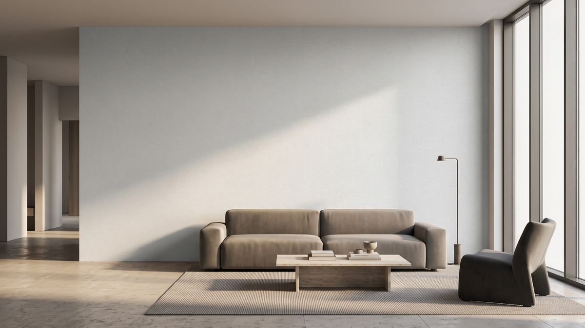 Re-papered feature wall in a Singapore living room