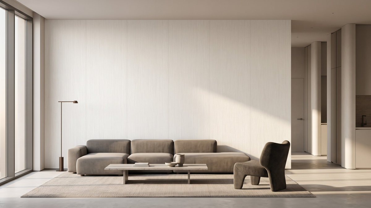 Easy-care wallpaper in a modern Singapore living room