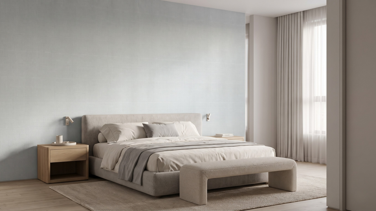 Subtle wallpaper for a small bedroom in a Singapore HDB apartment