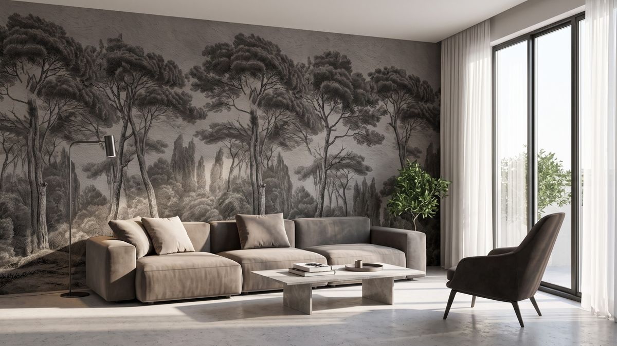Professional wallpaper installation in a modern Singapore living room