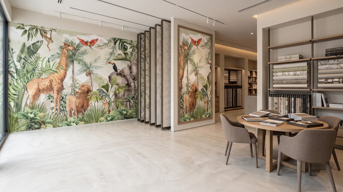 Wallpaper shop in Singapore with physical wallpaper displays