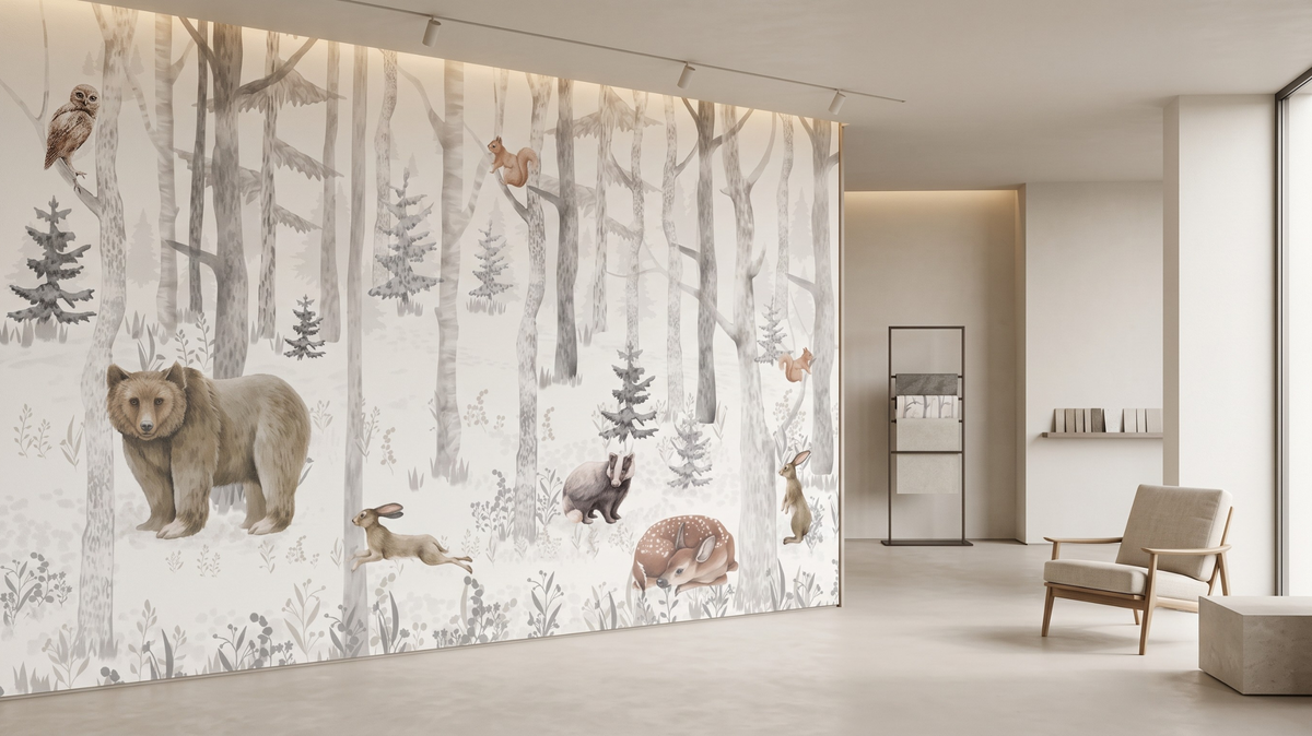 Wallpaper showroom in Singapore with a large-scale feature wall