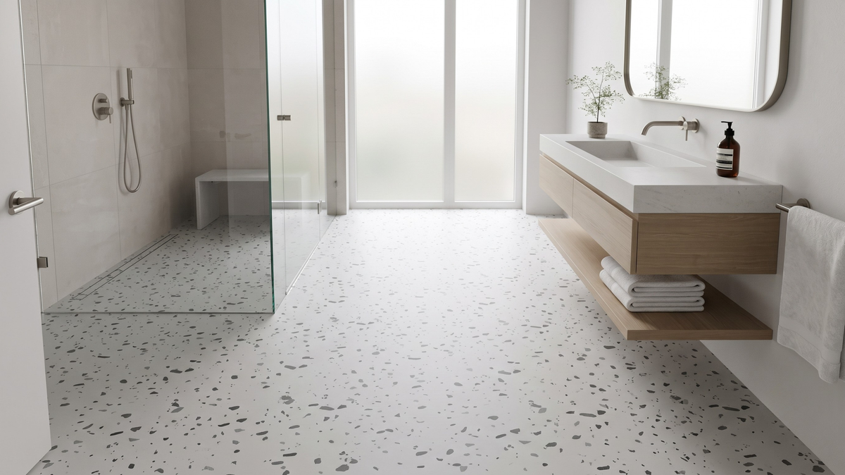Vinyl sheet flooring for a moisture-prone bathroom in Singapore