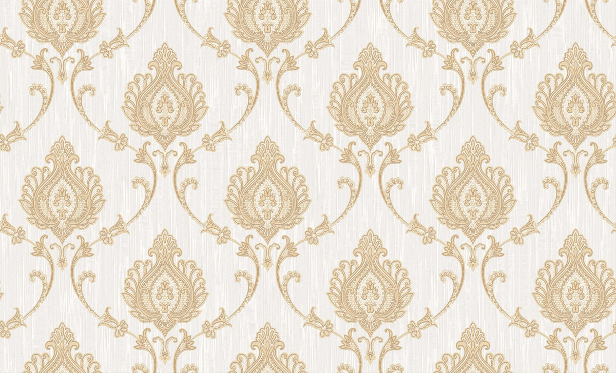 Ivory Gold Floral Damask Wallpaper 3106