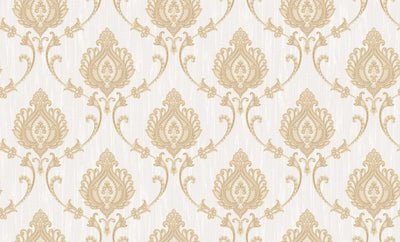 Ivory Gold Floral Damask Wallpaper 3106