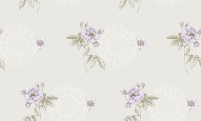 Sage Green Pink Floral Wallpaper 3501