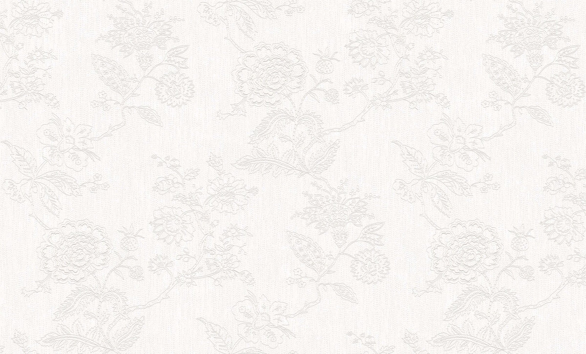 Ivory White Floral Wallpaper 3505