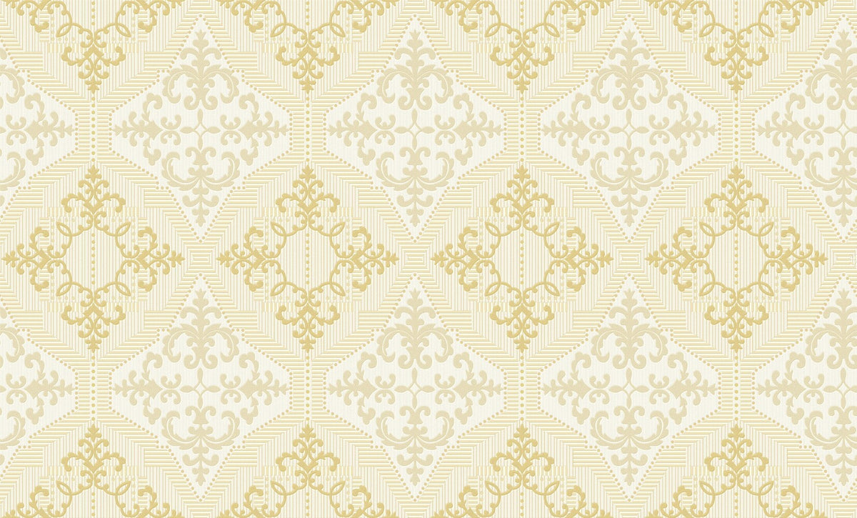 Silver Grey Geometric Damask Wallpaper 3507