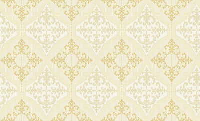 Silver Grey Geometric Damask Wallpaper 3507