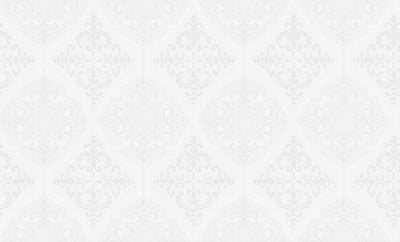Silver Grey Geometric Damask Wallpaper 3507