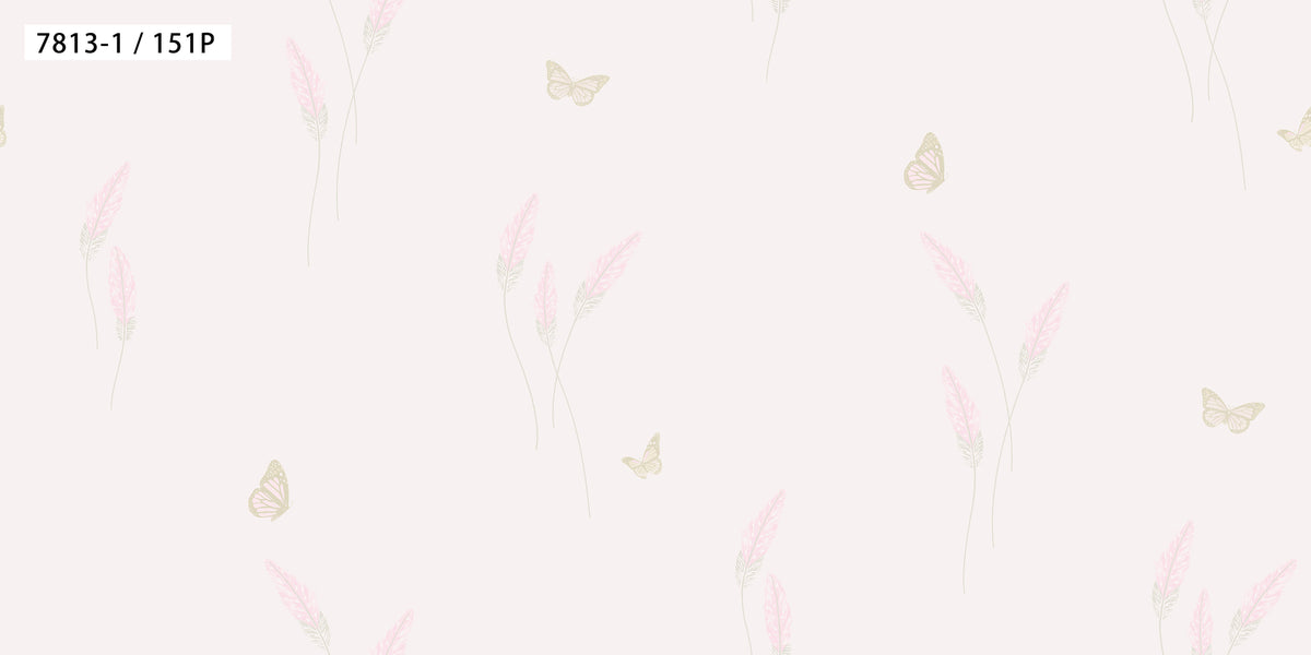 Blush Pink Botanical Butterfly Wallpaper 7813