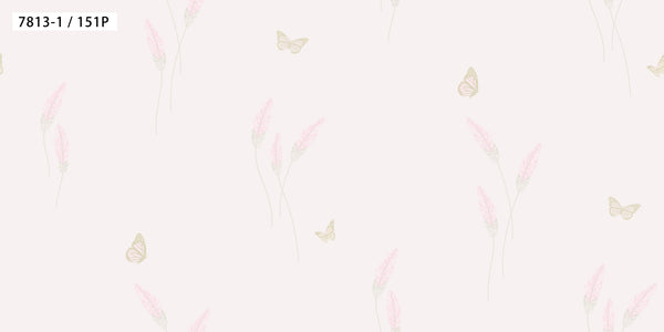 Blush Pink Botanical Butterfly Wallpaper 7813