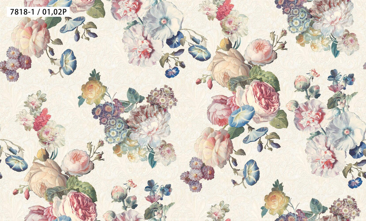Multicolour Vintage Floral Wallpaper 7818