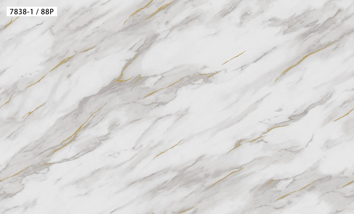 White and Gold Marble Effect Wallpaper 7838