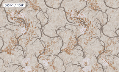 Taupe Brown Branch Pattern Wallpaper 8601