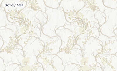 Taupe Brown Branch Pattern Wallpaper 8601